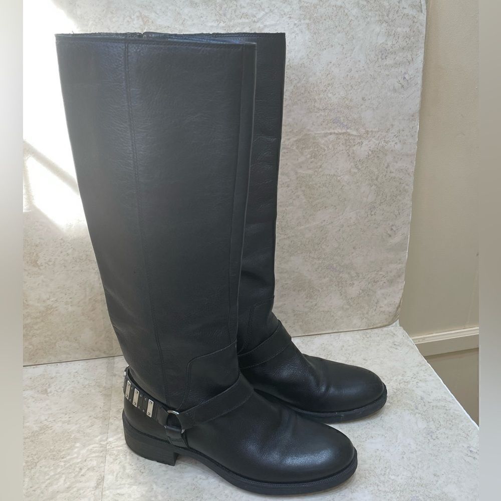 NINE WEST SHAILYN BOOTS IN BLACK LEATHER - Picture 1 of 9